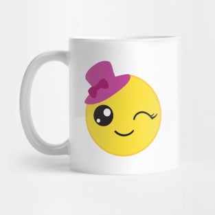 Cute Winking Face Wearing a Hat Mug